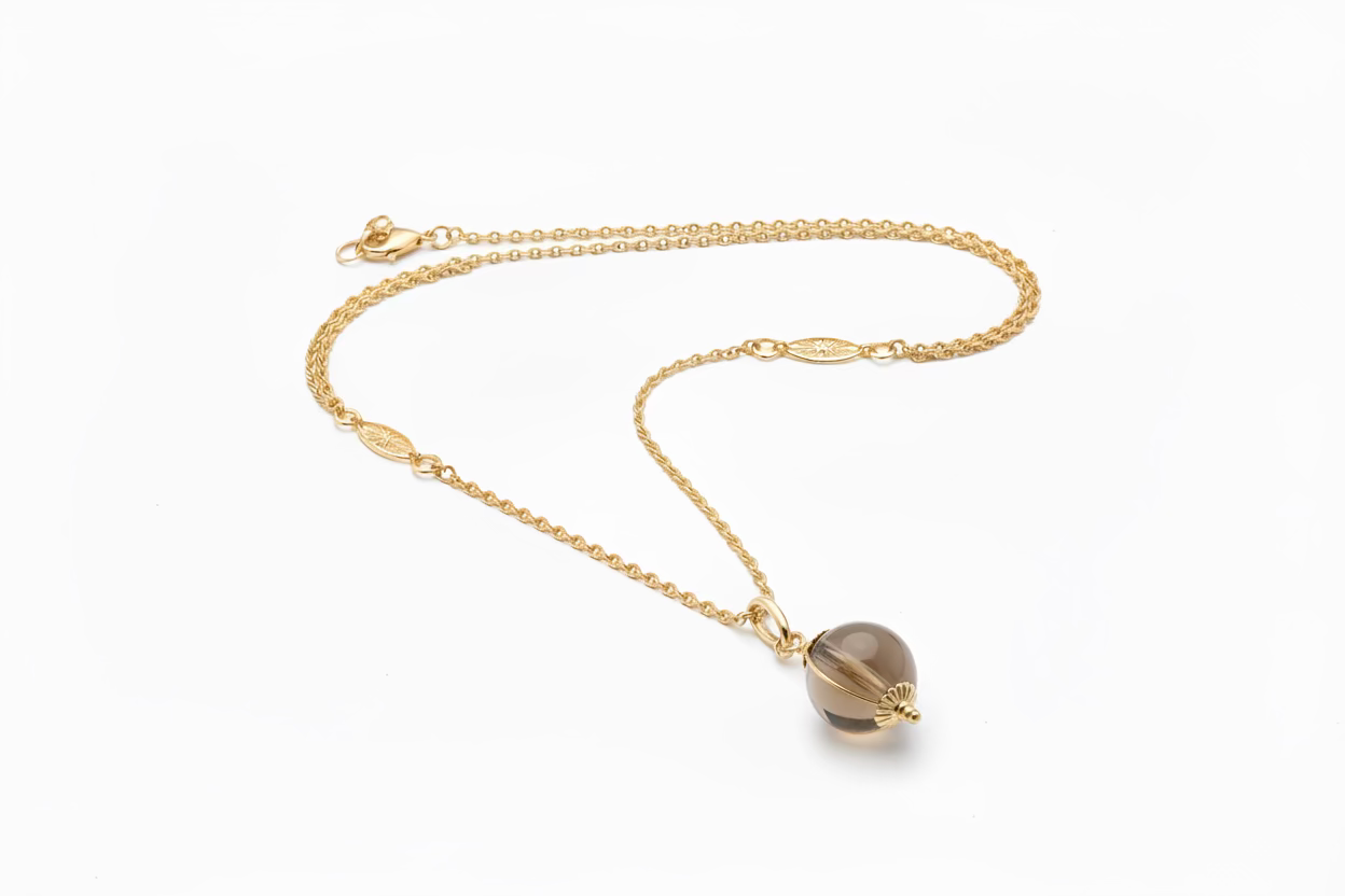 Sautoir Boule Quartz Fumé – VIRGINIE BERMAN | George Genève