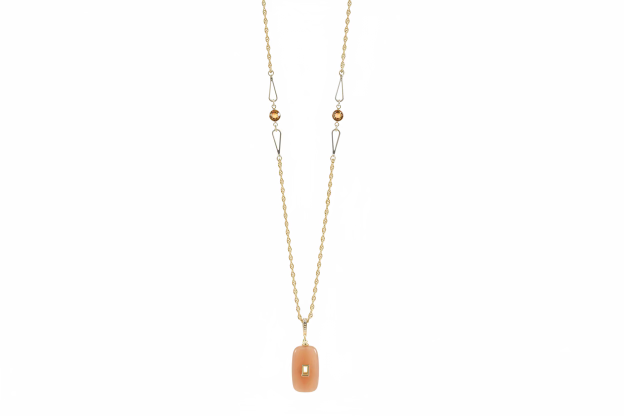 Sautoir Rectangle Jade Brun – VIRGINIE BERMAN | George Genève