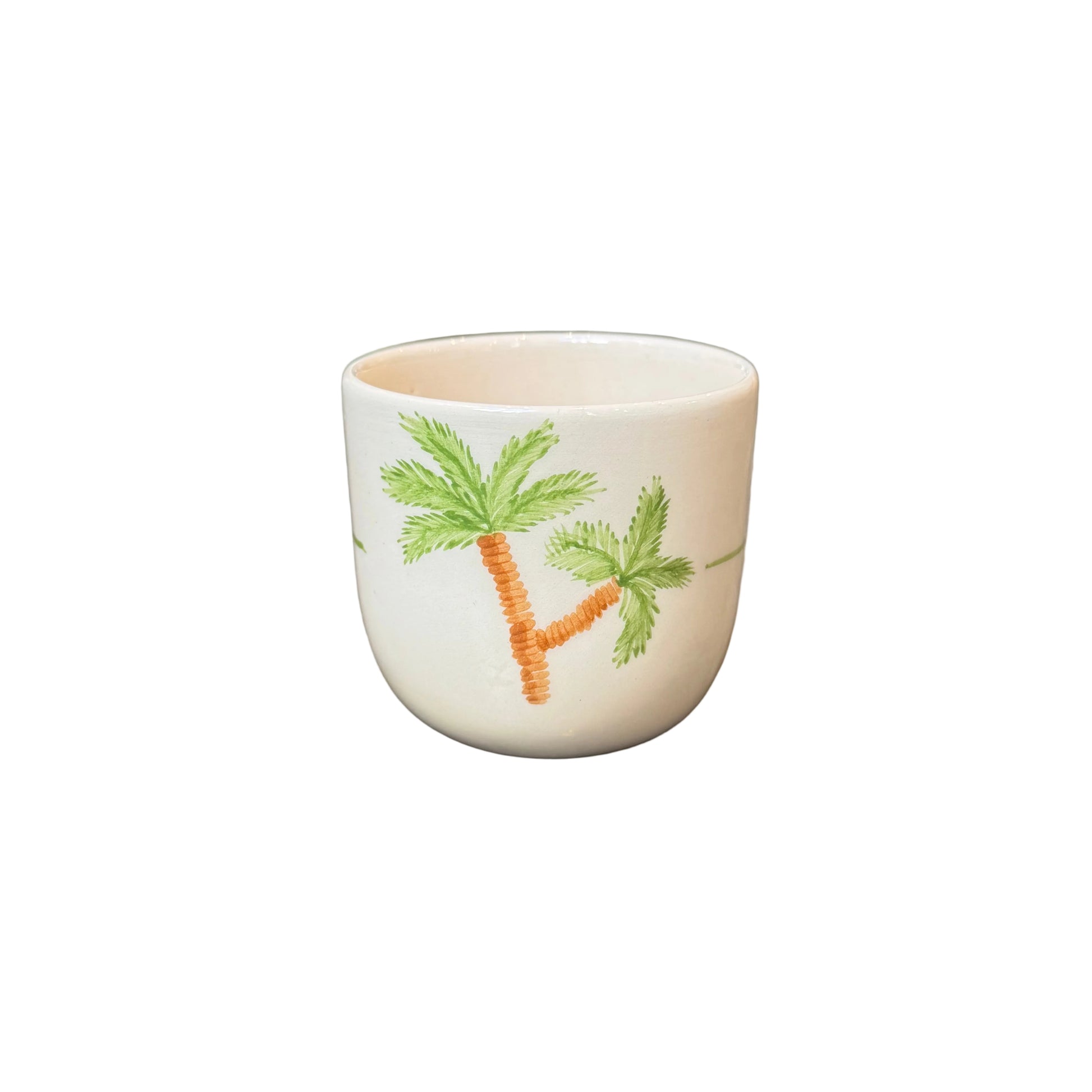 Tasse à expresso artisanale en céramique avec palmiers peints main – FEELING GOOD