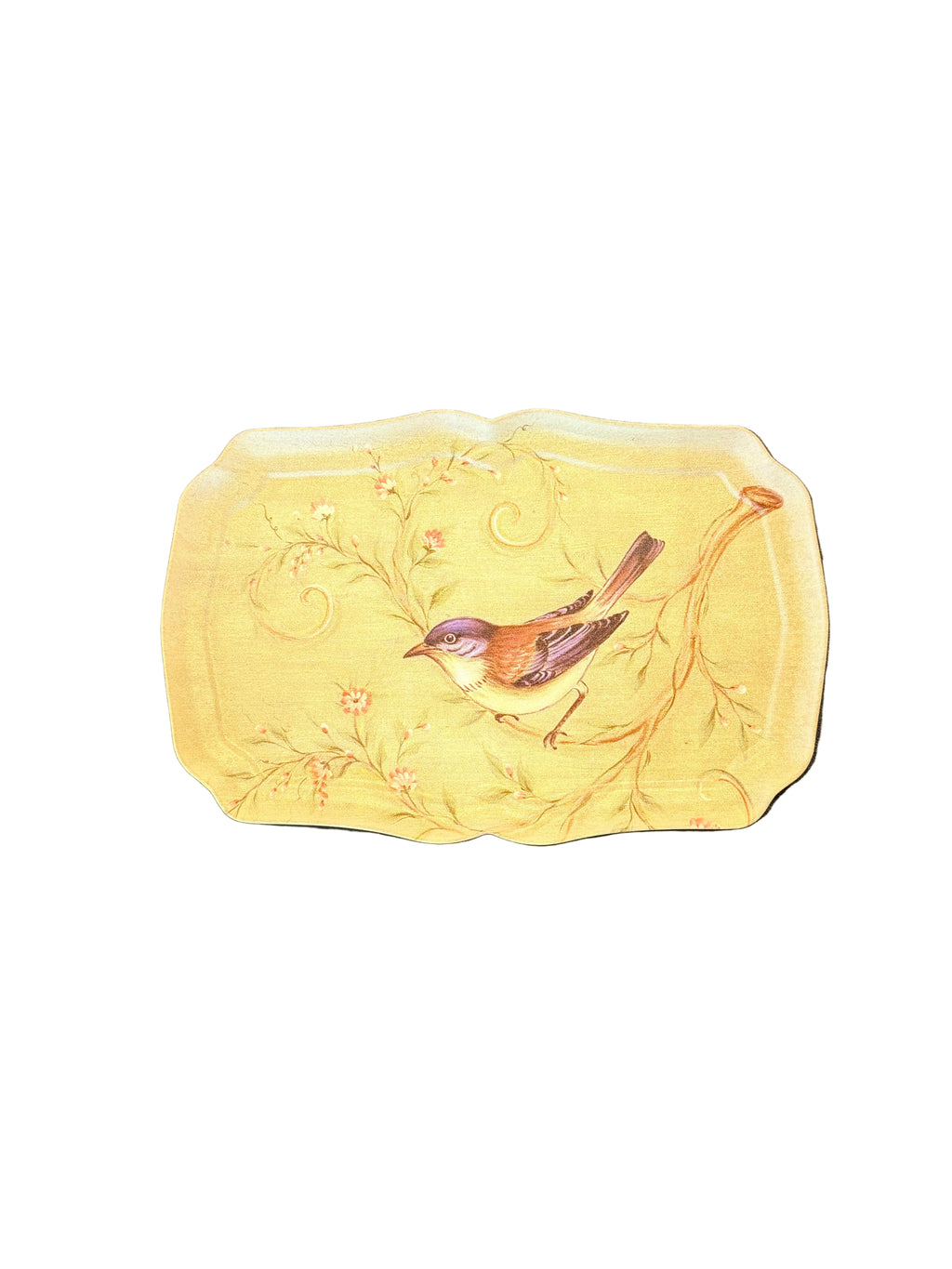 Plateau en métal peint motif oiseau sur branche, 3 coloris – ORIGINALS