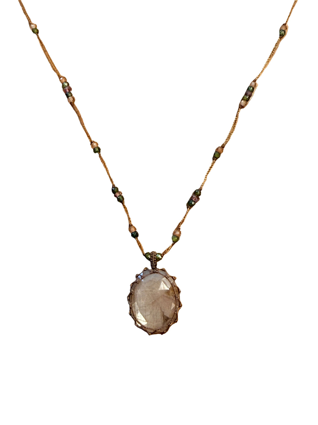 SHARING - Collier Tibétain Court - Corundum Beige