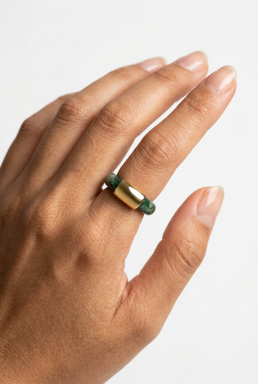 LUCAS JACK - Bague Jade et Or