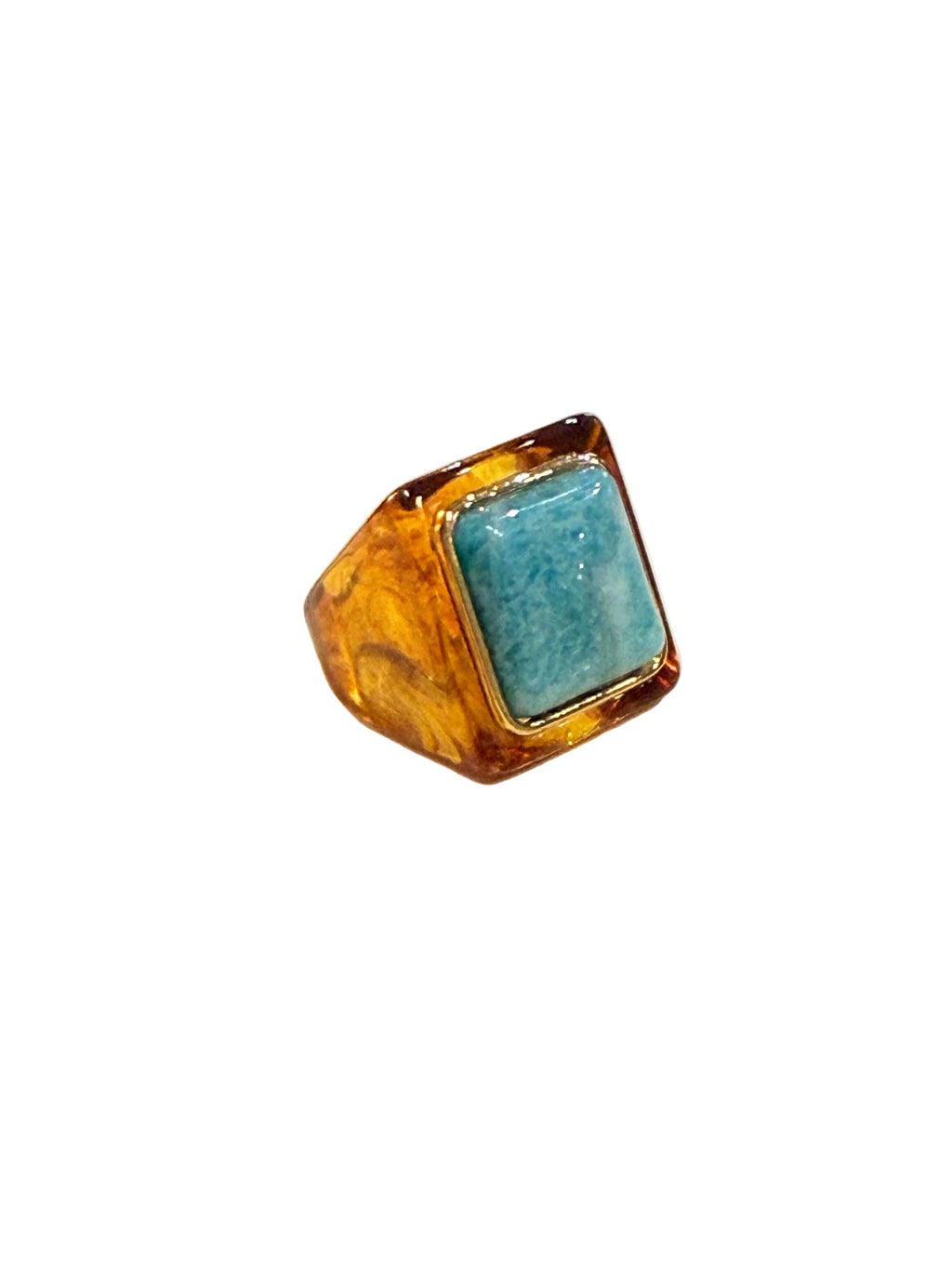 LUCAS JACK - Bague Écaille et Amazonite