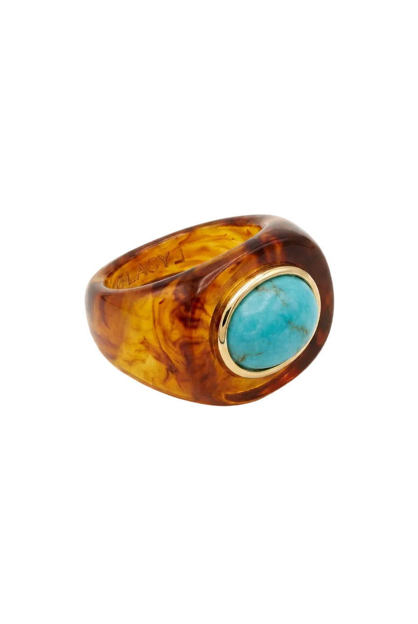 LUCAS JACK - Bague Écaille et Amazonite