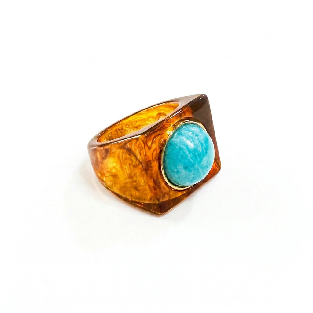 LUCAS JACK - Bague Écaille et Amazonite