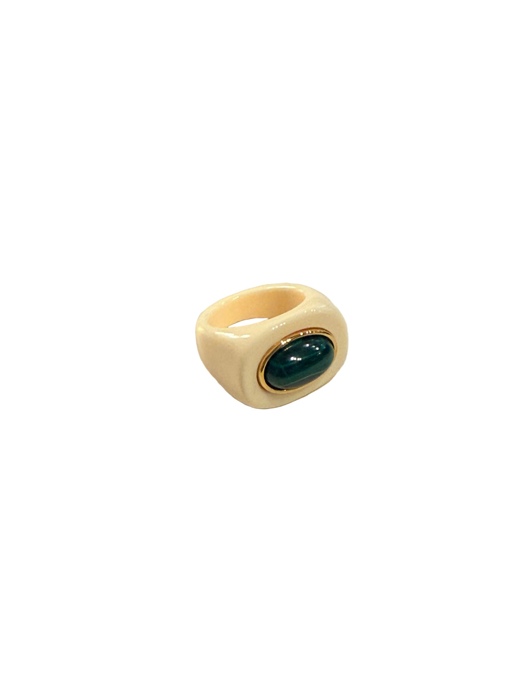 LUCAS JACK - Bague Ivoire et Malachite