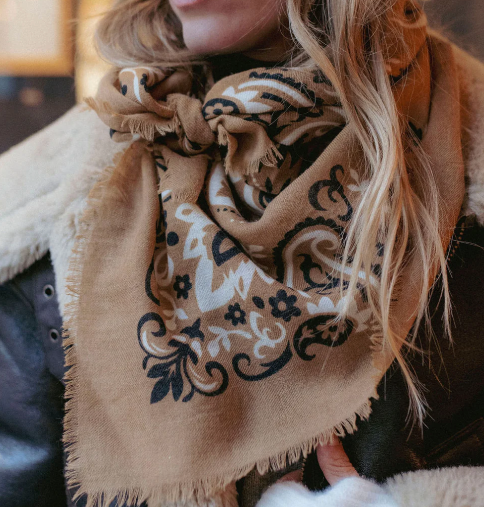 LECOMTE FLAMENT - Echarpe Bandana Camel