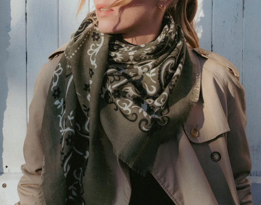 LECOMTE FLAMENT - Echarpe Bandana Kaki