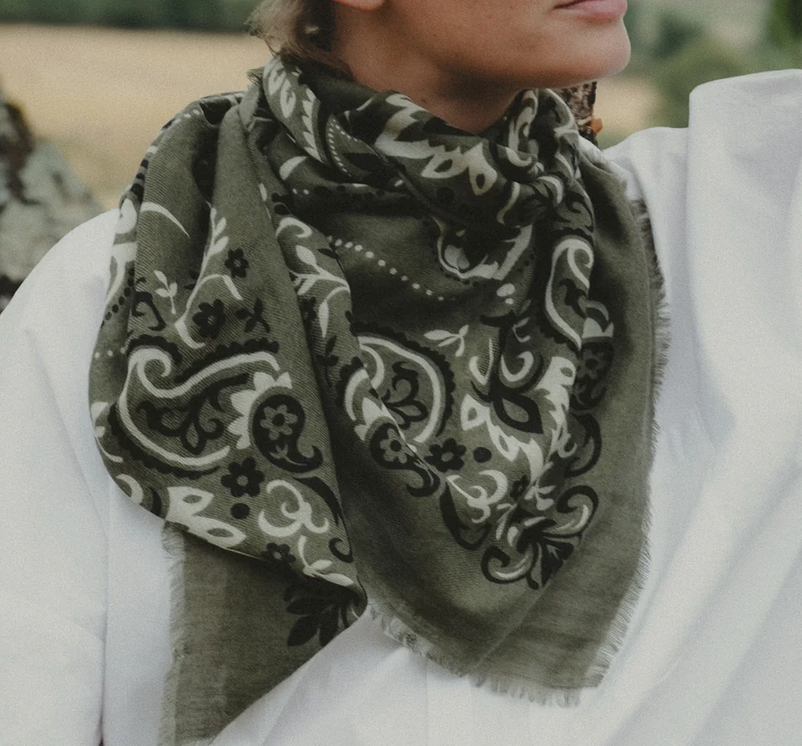 LECOMTE FLAMENT - Echarpe Bandana Kaki