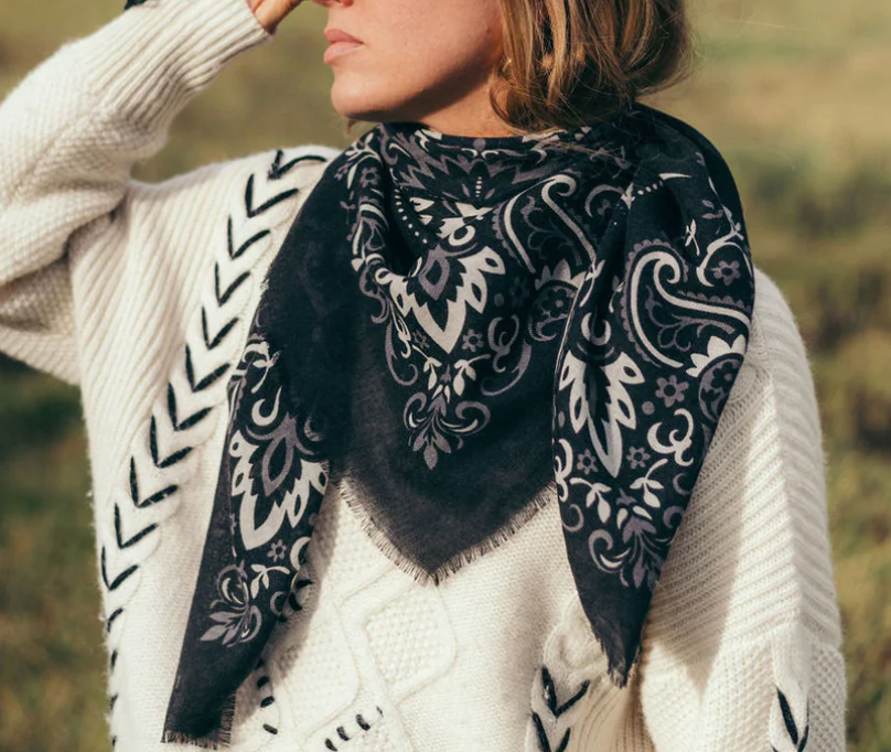 LECOMTE FLAMENT - Echarpe Bandana Noir
