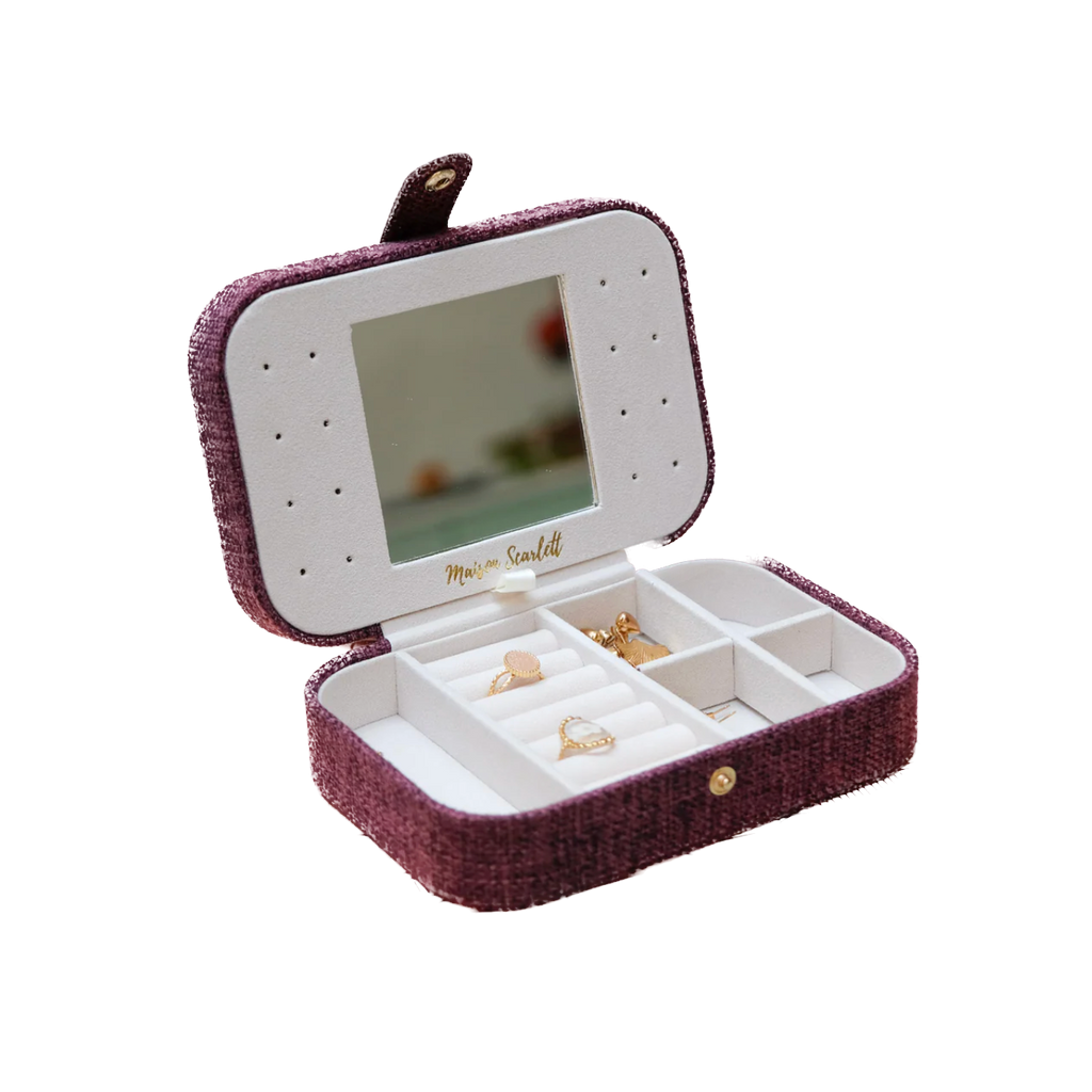 MAISON SCARLETT- Boîte à bijoux Brigitte - Lin Bordeaux