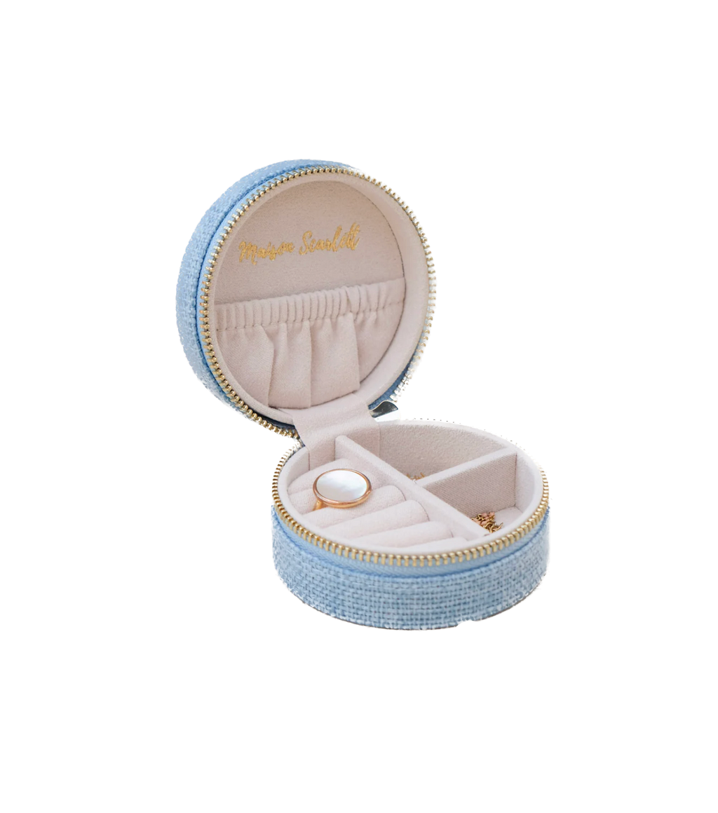 MAISON SCARLETT- Boîte à bijoux Yvonne - Lin Bleu
