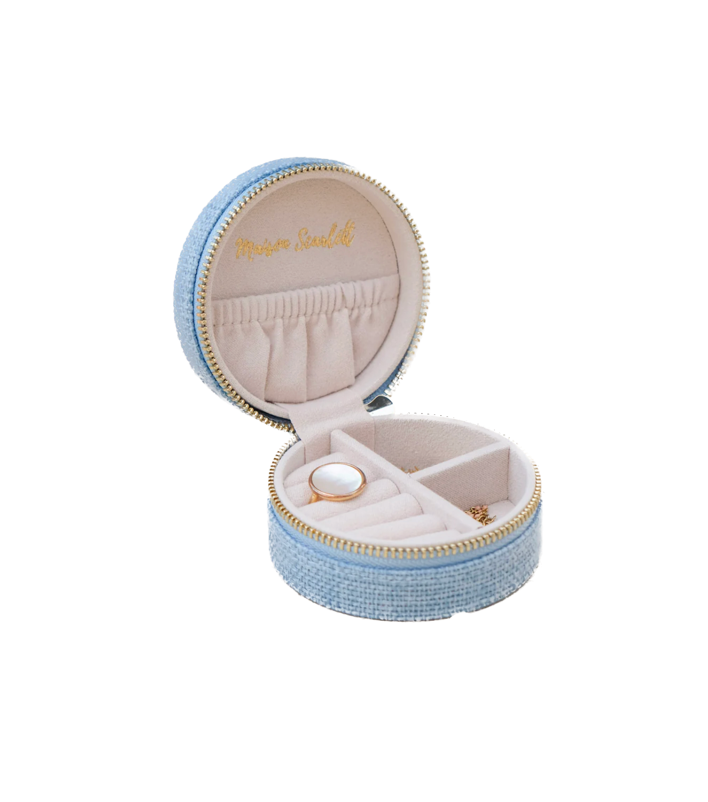 MAISON SCARLETT- Boîte à bijoux Yvonne - Lin Bleu