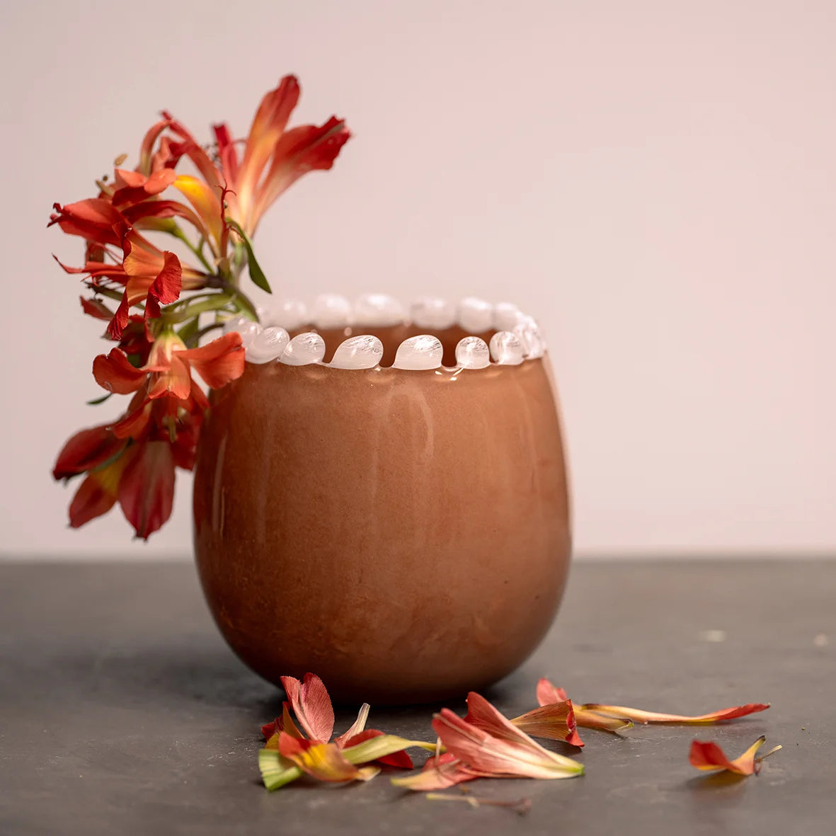 MAISON LILO - Vase bord perlé Moka/Ecru