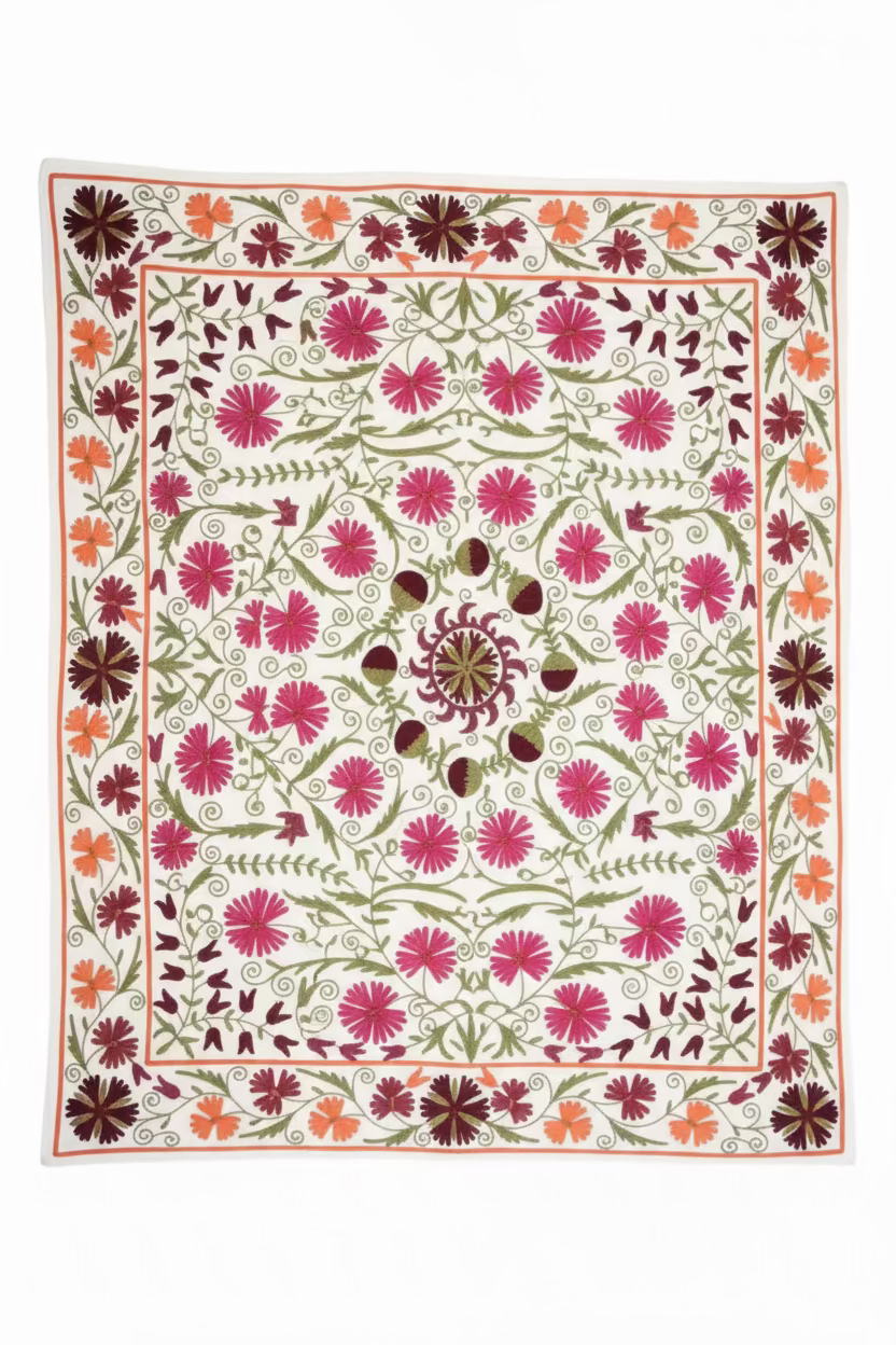 Fuschia / Violet / Orange – vue 3 – Dessus de lit Suzani | George Genève