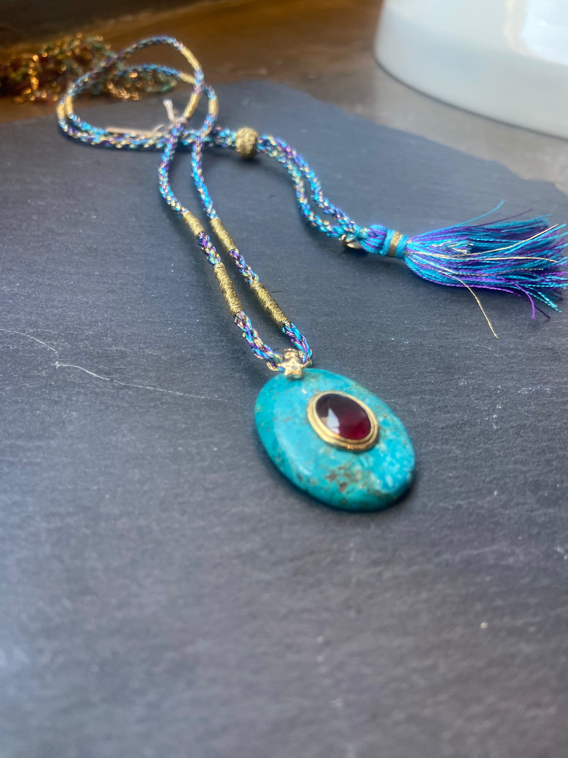 ROOM SERVICE - Collier Charm  Galet Turquoise
