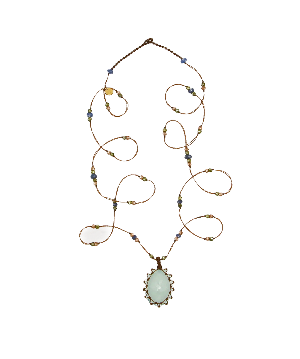 SHARING - Collier Tibétain Long - Calcédoine