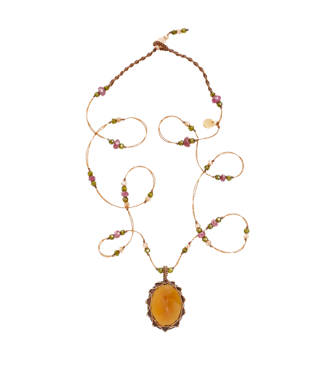 SHARING - Collier Tibétain Court - Honey Quartz