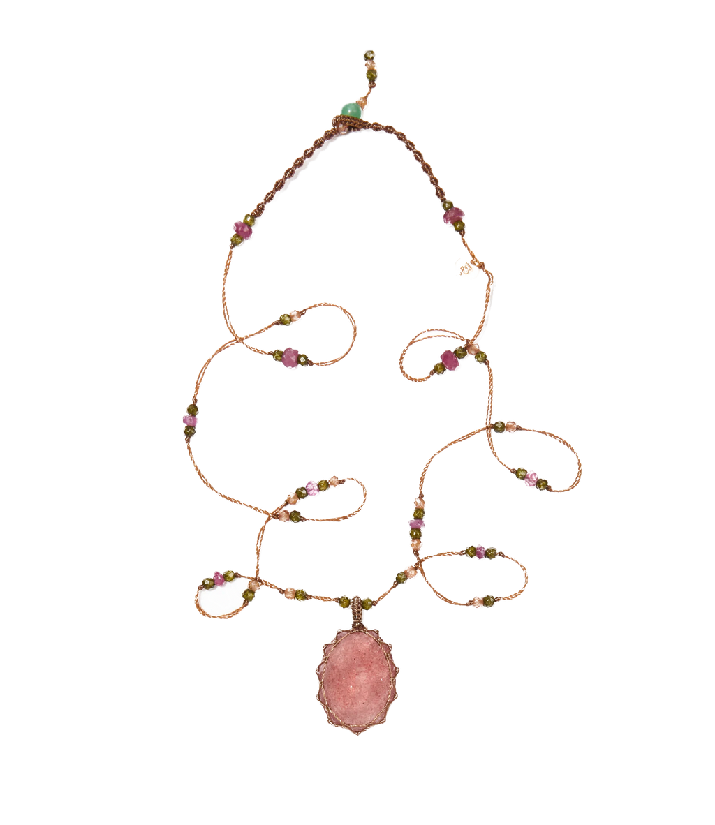 SHARING - Collier Tibétain Court - Strawberry Pink