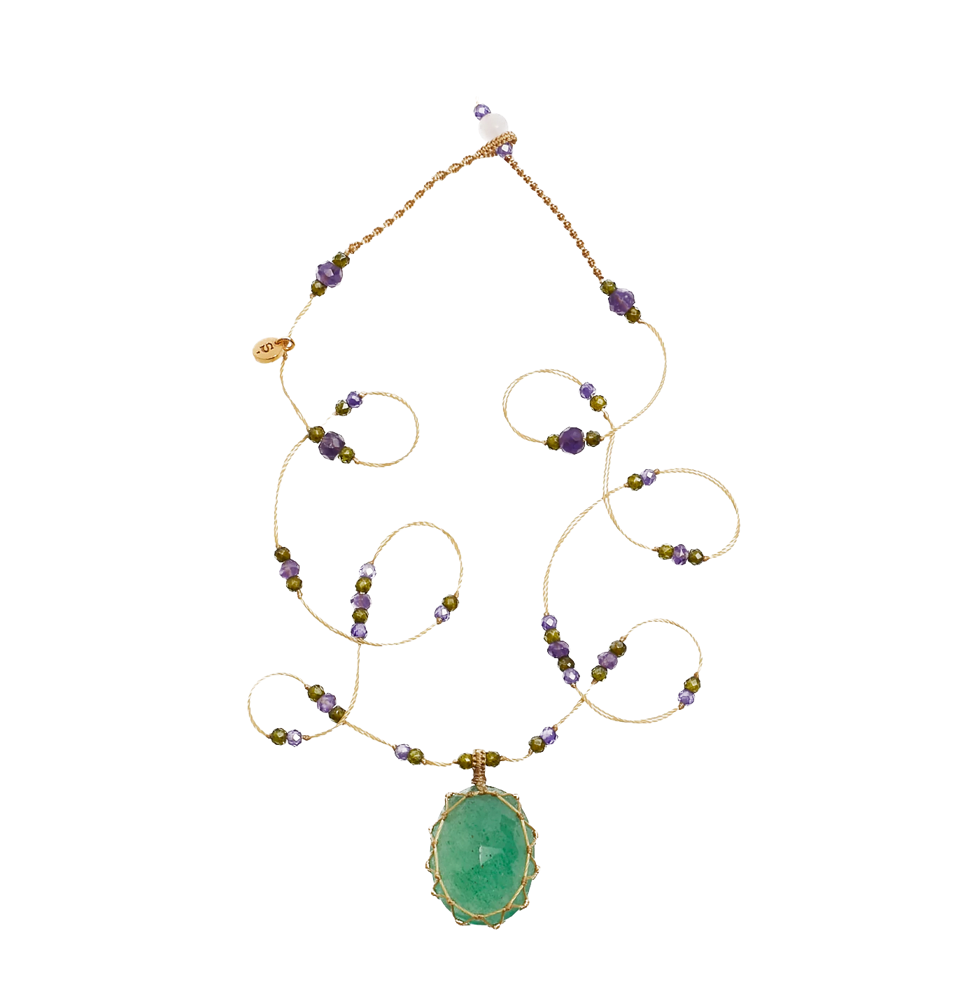 SHARING - Collier Tibétain Court - Strawberry Green