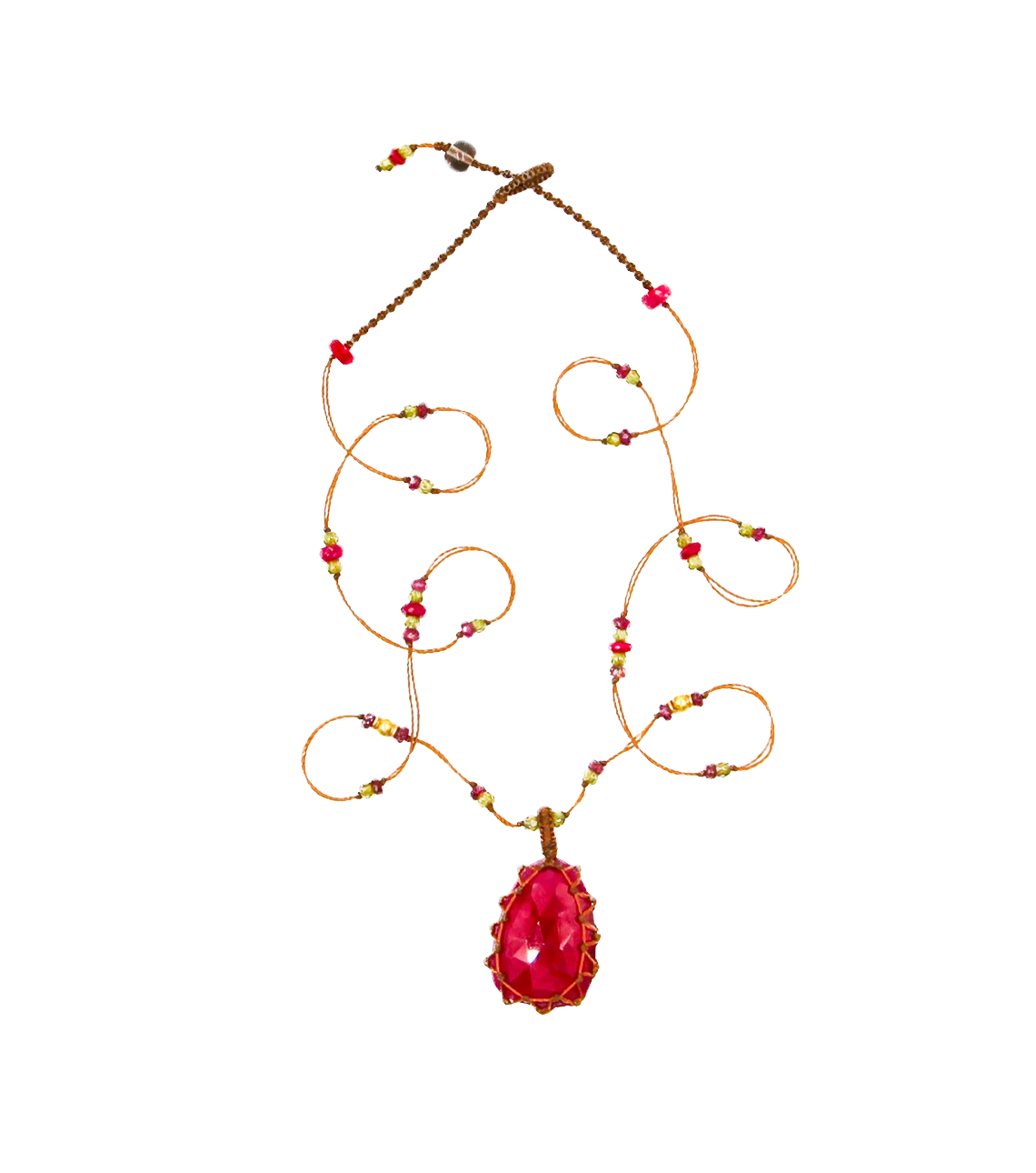 SHARING - Collier Tibétain Long - Red Indian Glass