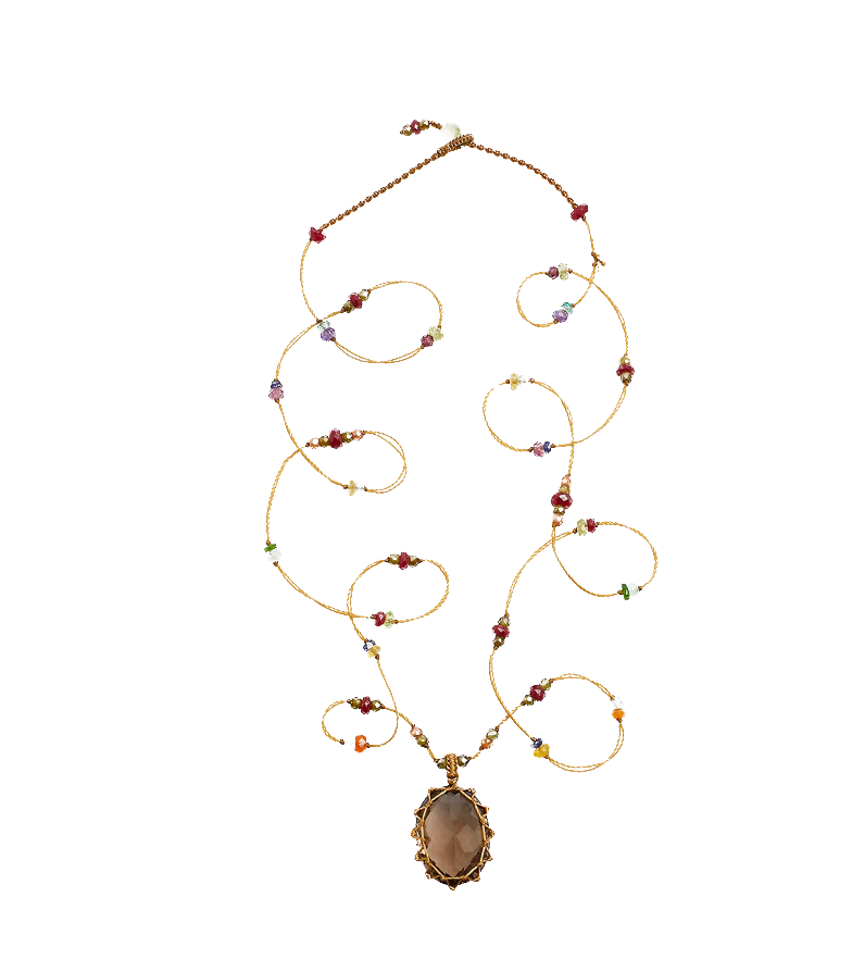 SHARING - Collier Tibétain Long - Smokey Quartz