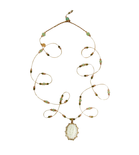 SHARING - Collier Tibétain Court - Améthyste Green