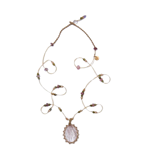 SHARING - Collier Tibétain Court - Pink Quartz