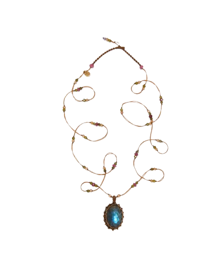 SHARING - Collier Tibétain Long - Labradorite Green