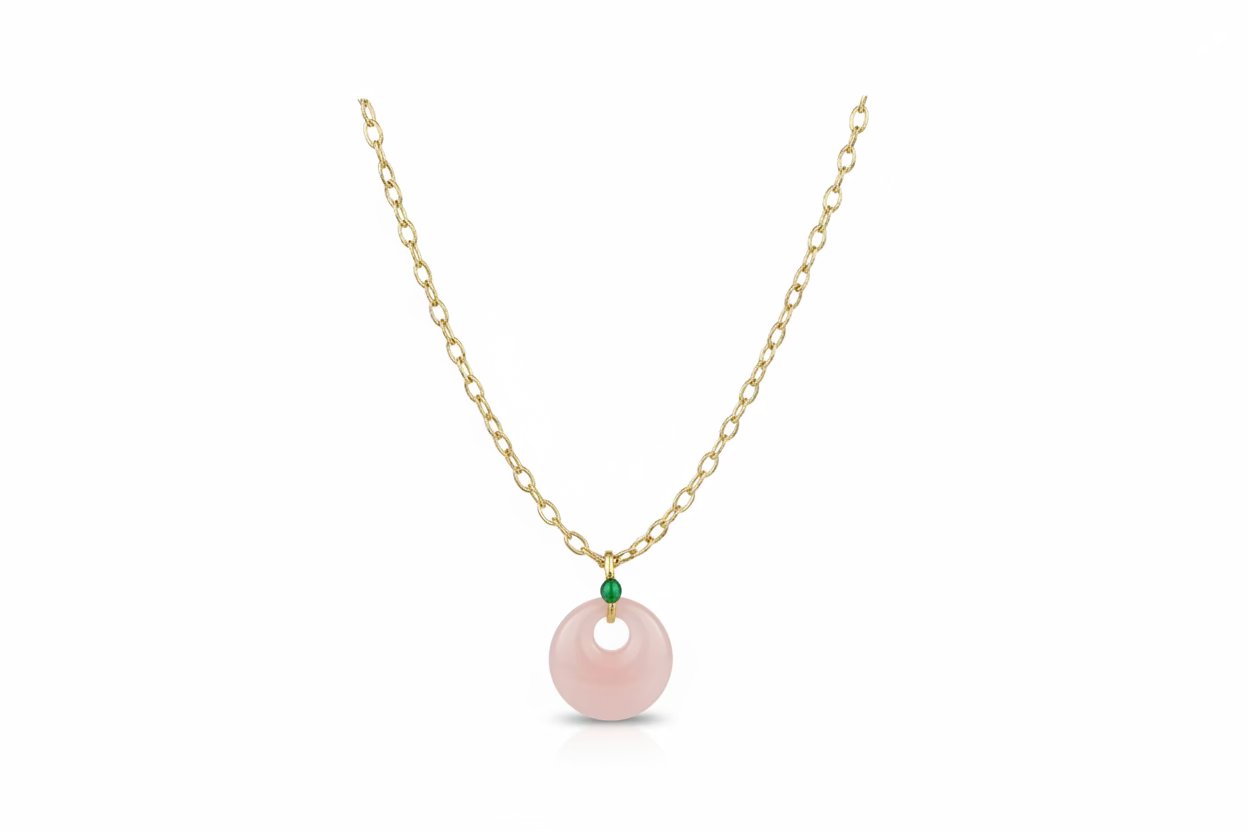 Sautoir Rond Quartz Rose & Agate Verte – VIRGINIE BERMAN | George Genève