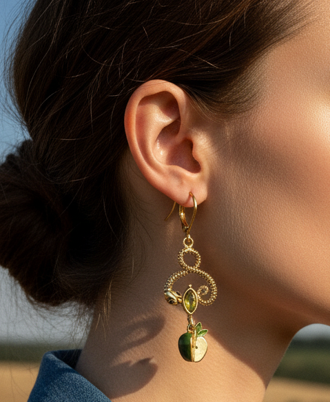Boucles d'Oreilles Sissi Navette Pomme – vue 2 – LA2L | George Genève