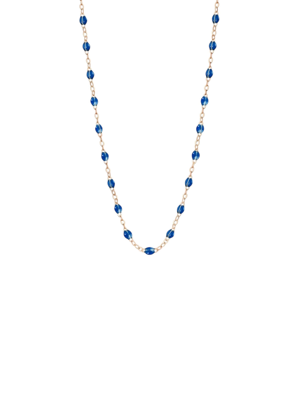Collier chaîne et perles de résine Bleu pétrole