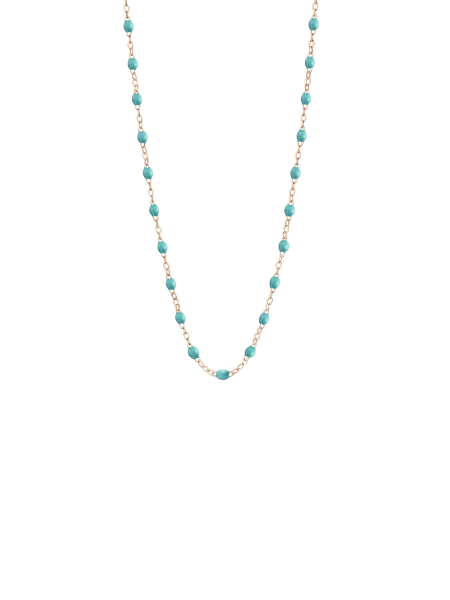 Collier chaîne et perles de résine Jade