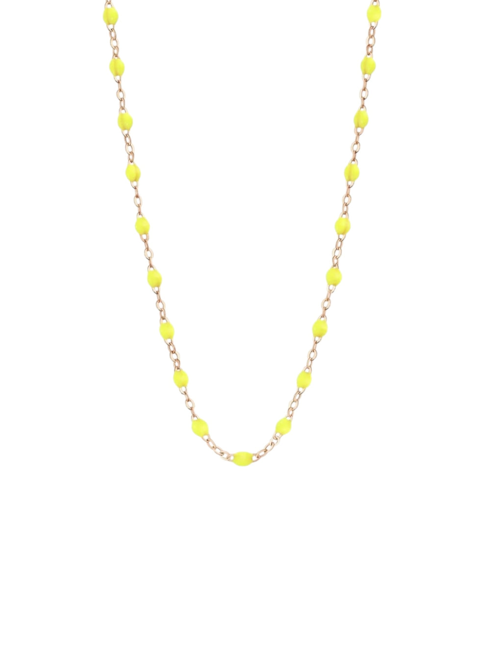 Collier chaîne et perles de résine Jaune