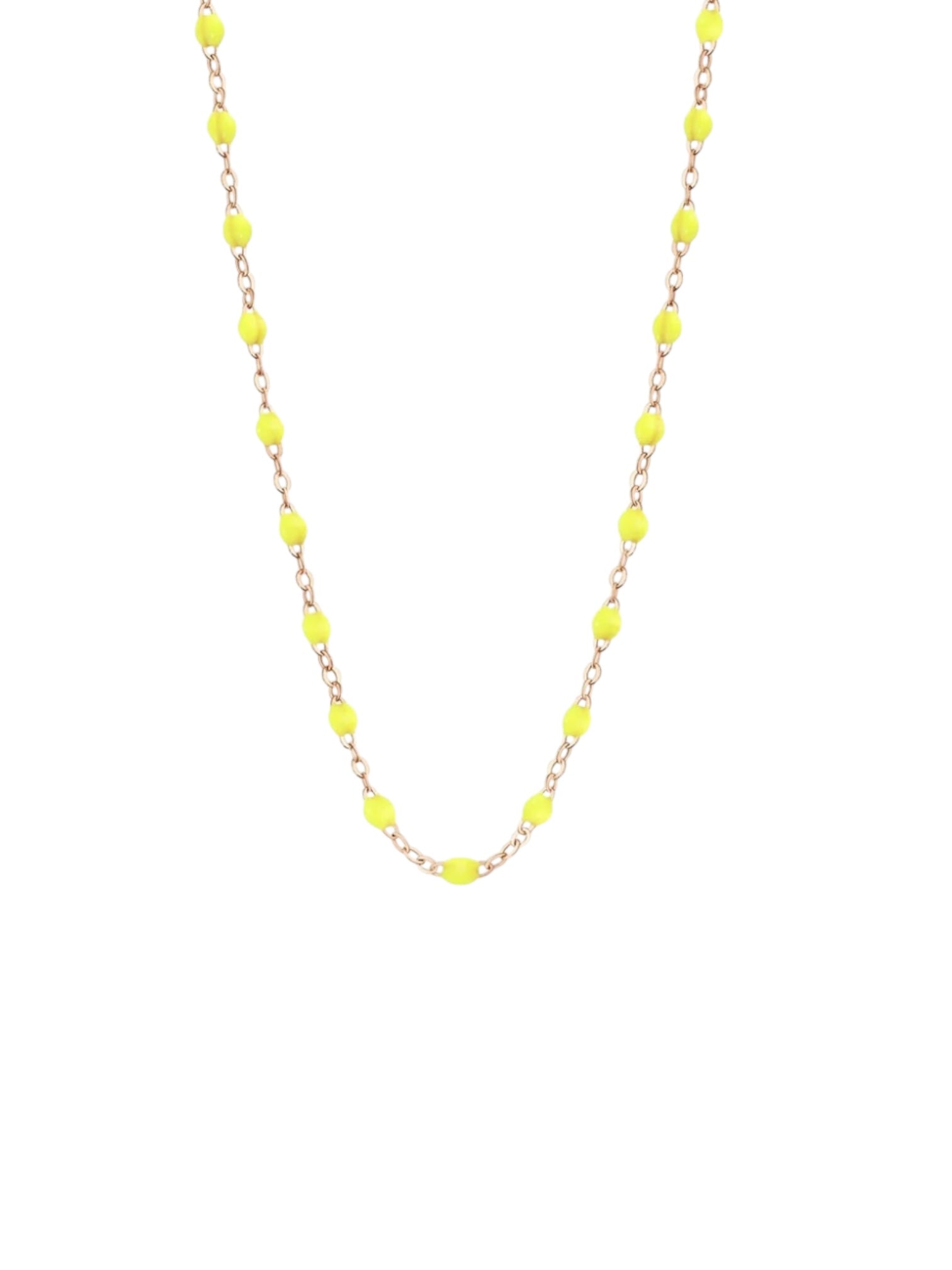 Collier chaîne et perles de résine Jaune