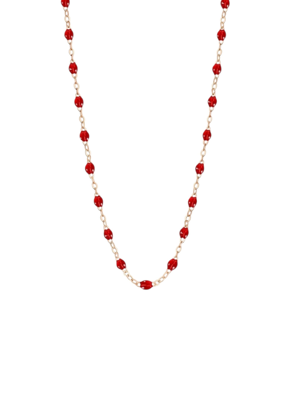 Collier chaîne et perles de résine Rouge
