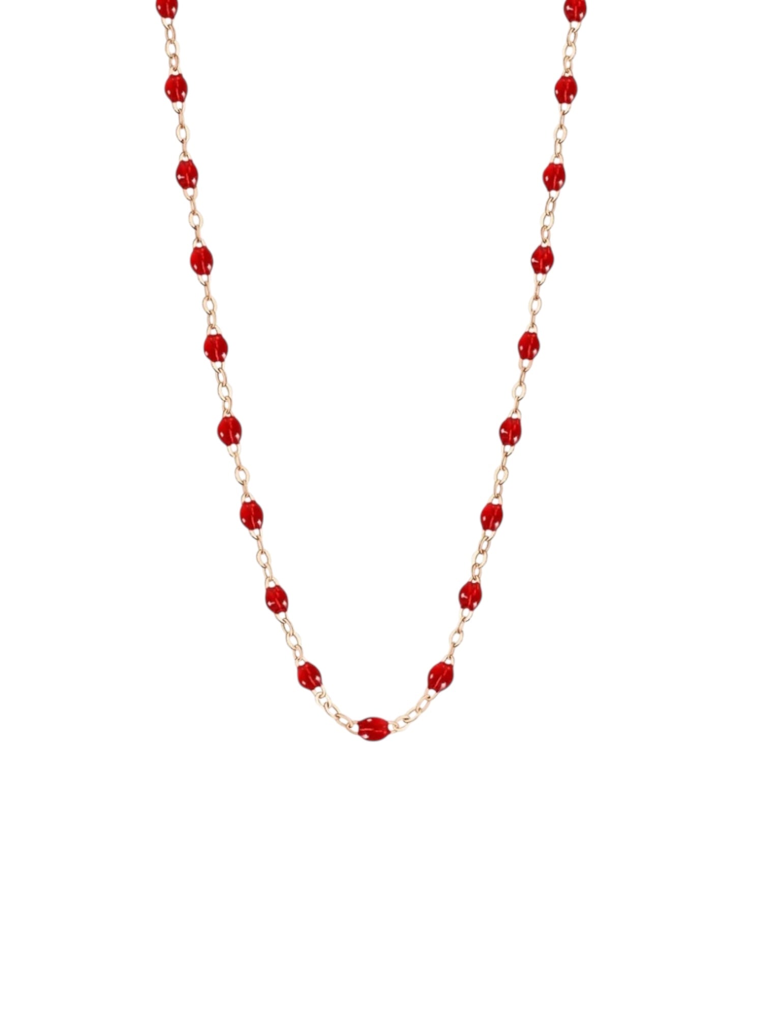 Collier chaîne et perles de résine Rouge