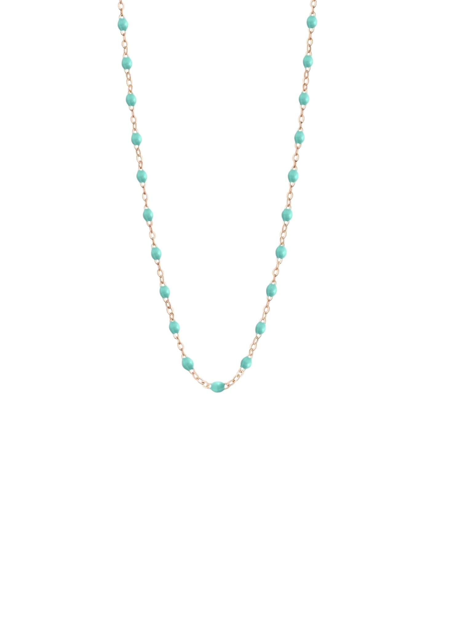Collier chaîne et perles de résine Turquoise