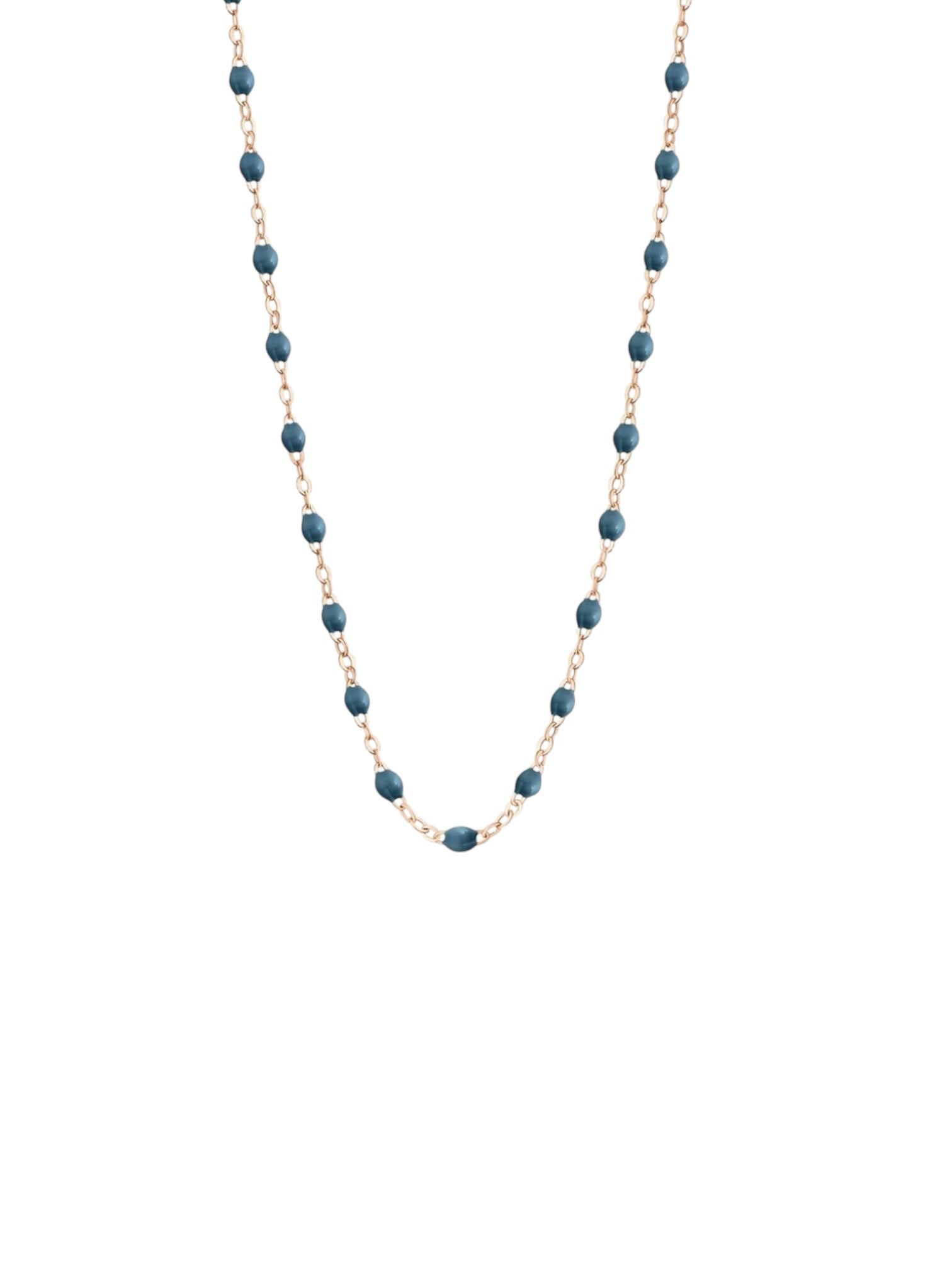 Collier chaîne et perles de résine Vert foncé