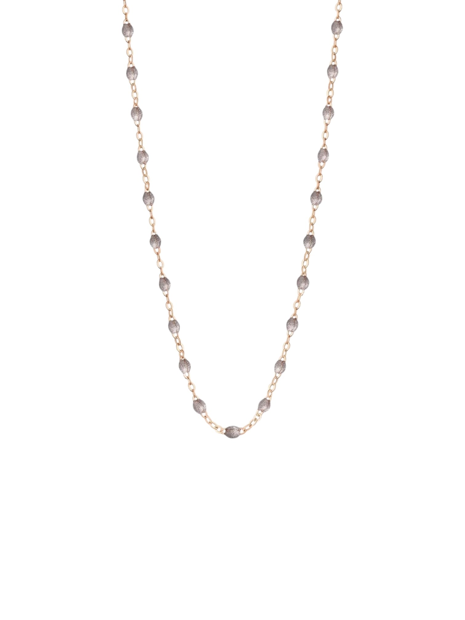 Collier chaîne et perles de résine Gris perle