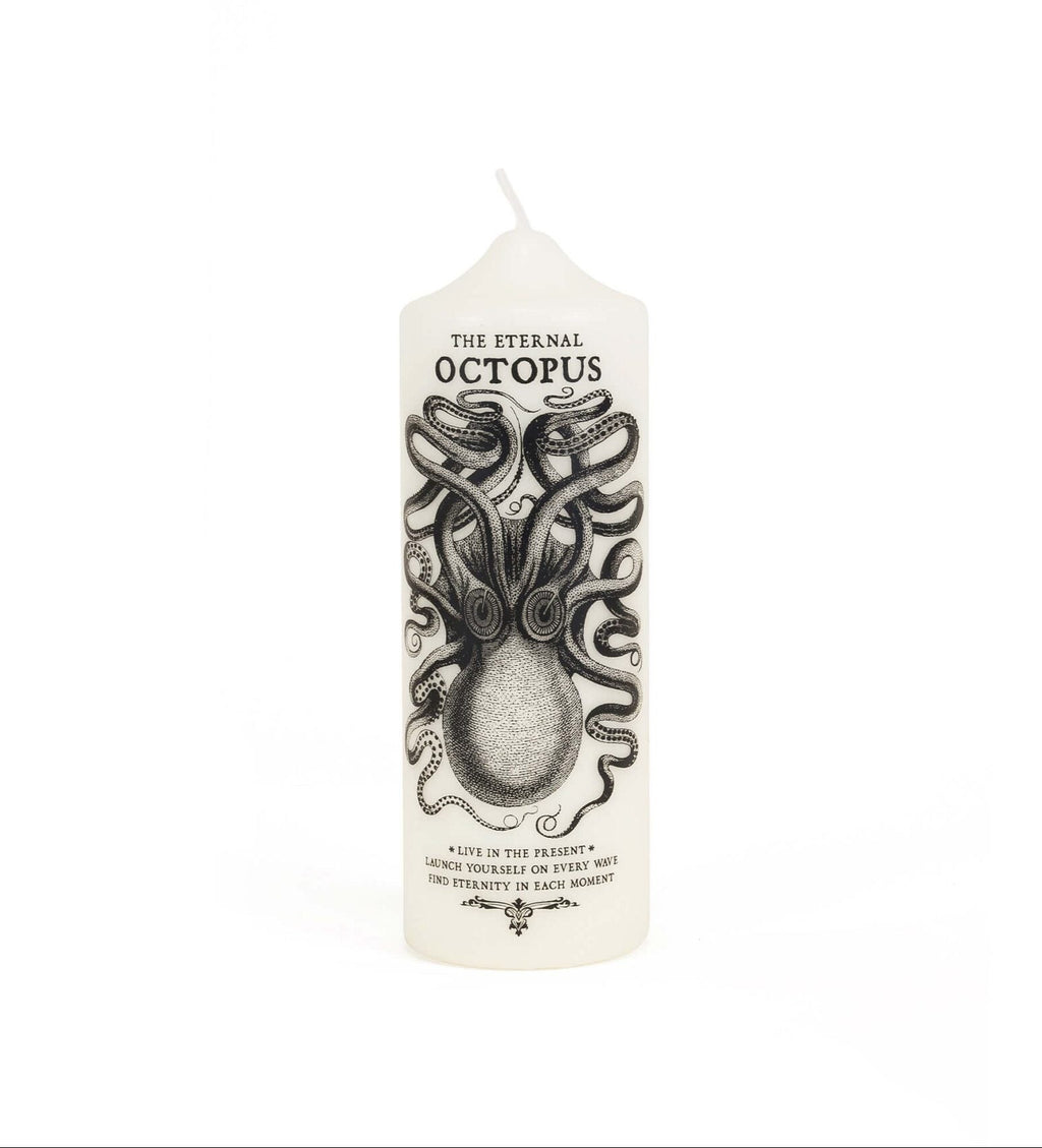 Bougie pilier Coreterno The Eternal Octopus, gravure de poulpe imprimée dans la cire, 20 cm — George Genève