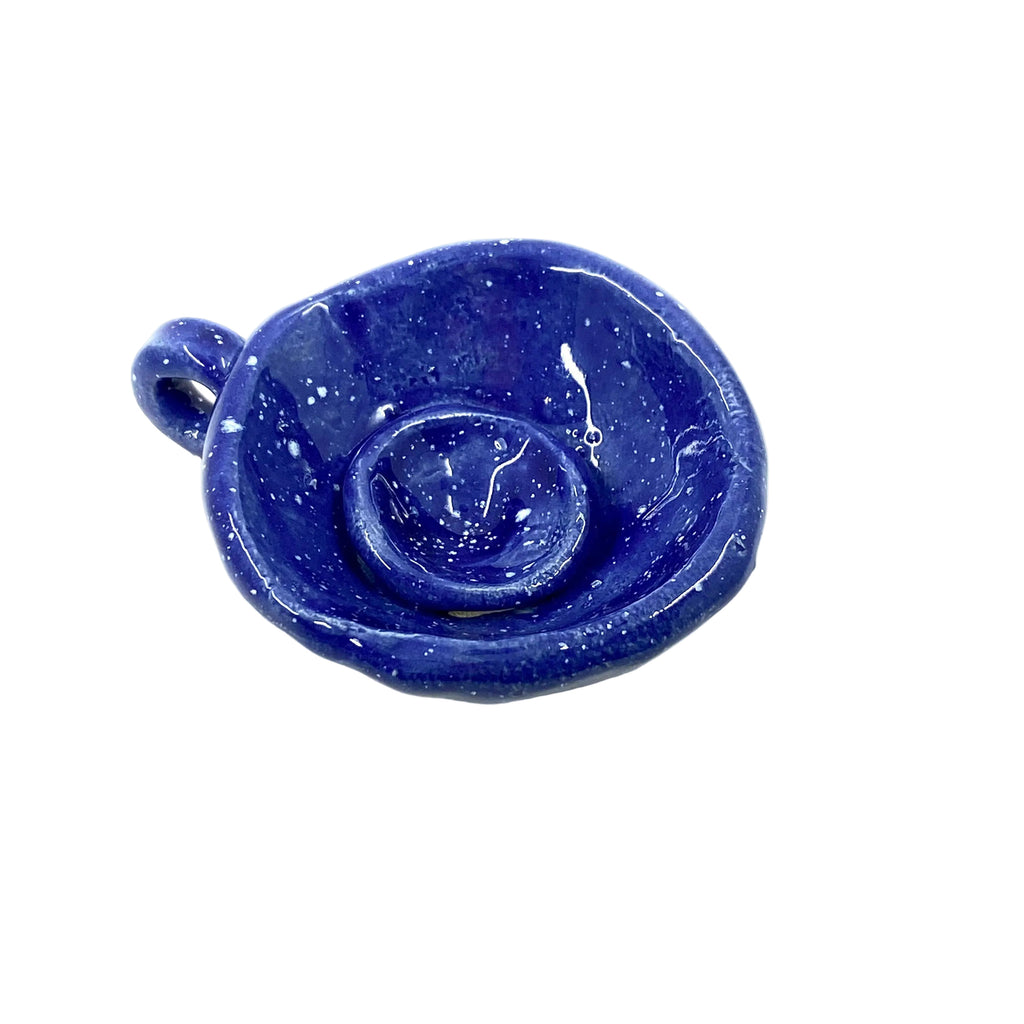 Bol bougeoir bleu vu de dessus, céramique fait main Antevasin's Store