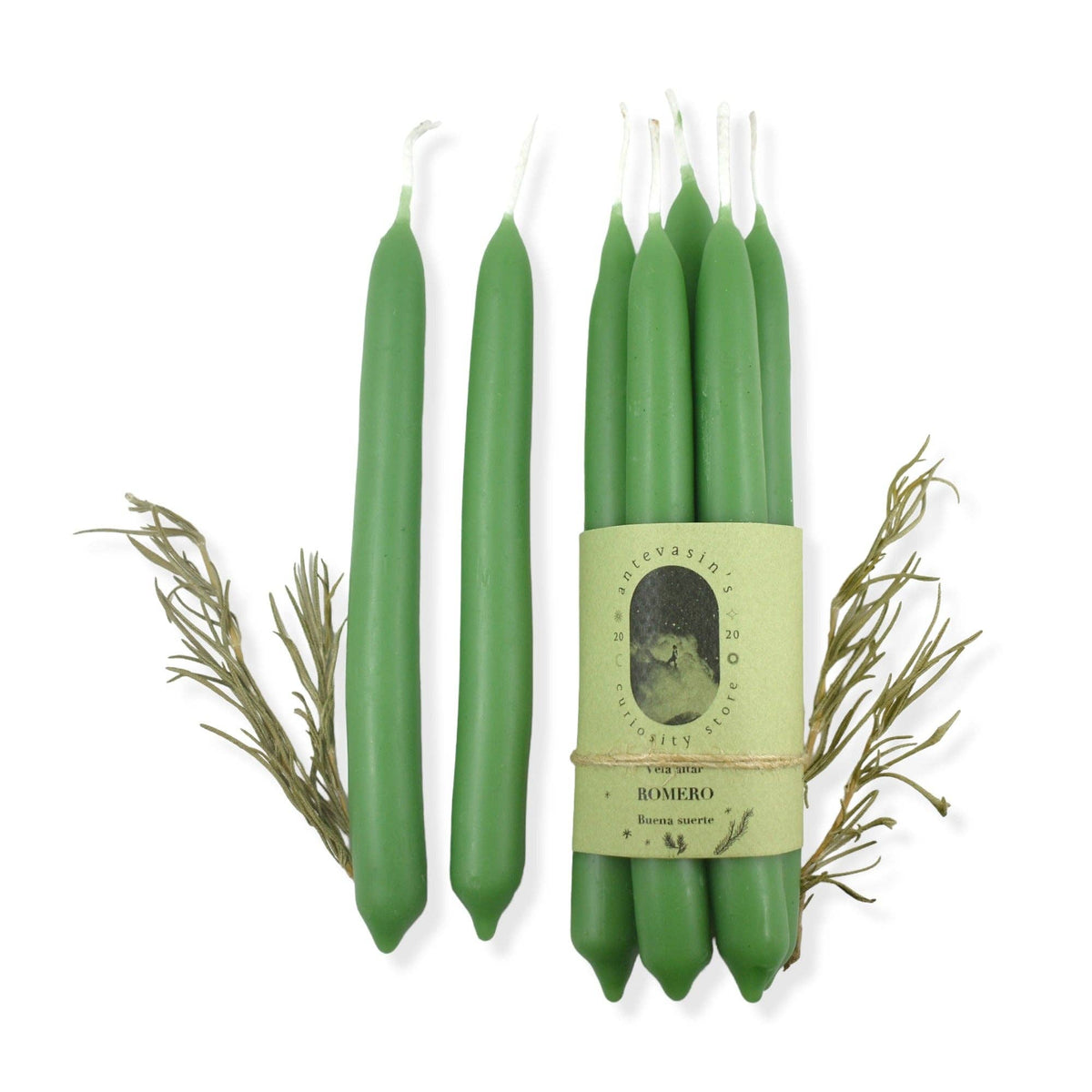 Bougie rituelle Romarin verte 15 g à l'huile essentielle de romarin, Antevasin's Store, George Genève