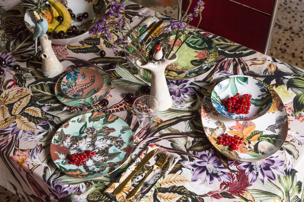 Vide-poche Animalia en porcelaine, fleurs tropicales et animaux – Grand Tour, Vito Nesta