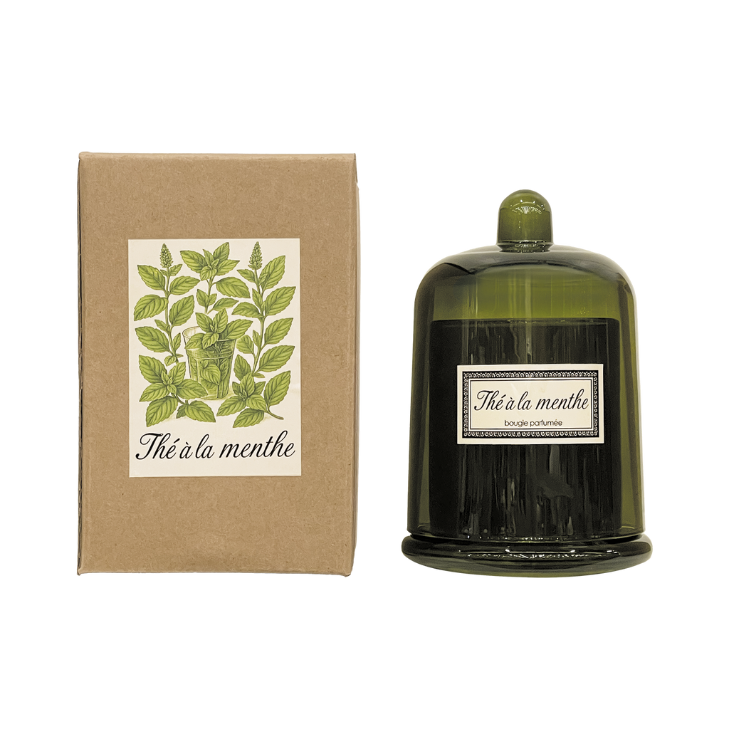 Bougie cloche Botanic thé à la menthe 200 g sous sa cloche en verre – OPJET PARIS