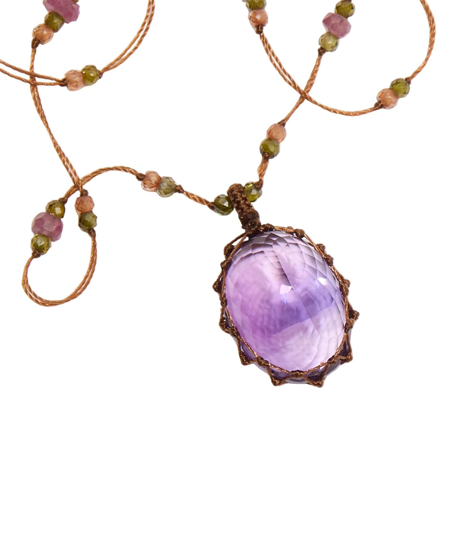 Collier Tibétain Court - Amethyste – vue 2 – SHARING | George Genève