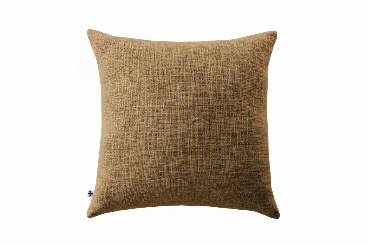 Grand coussin Sixtine Camel en slub de coton 60 x 60 cm, L'effet Papillon, George Genève