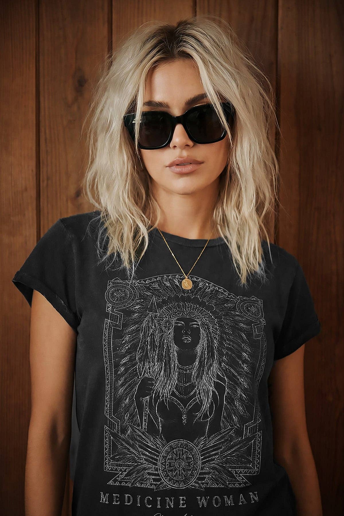 EDEN ASHRAM - Tee-Shirt Medicine Woman Denim