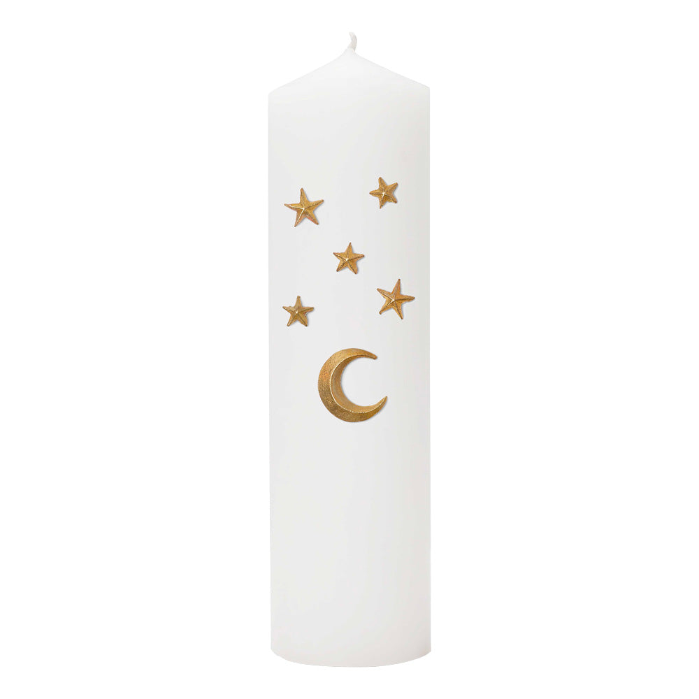 Bijou de bougie Moon & Stars en laiton, croissant de lune et étoiles — Boncoeurs, George Genève