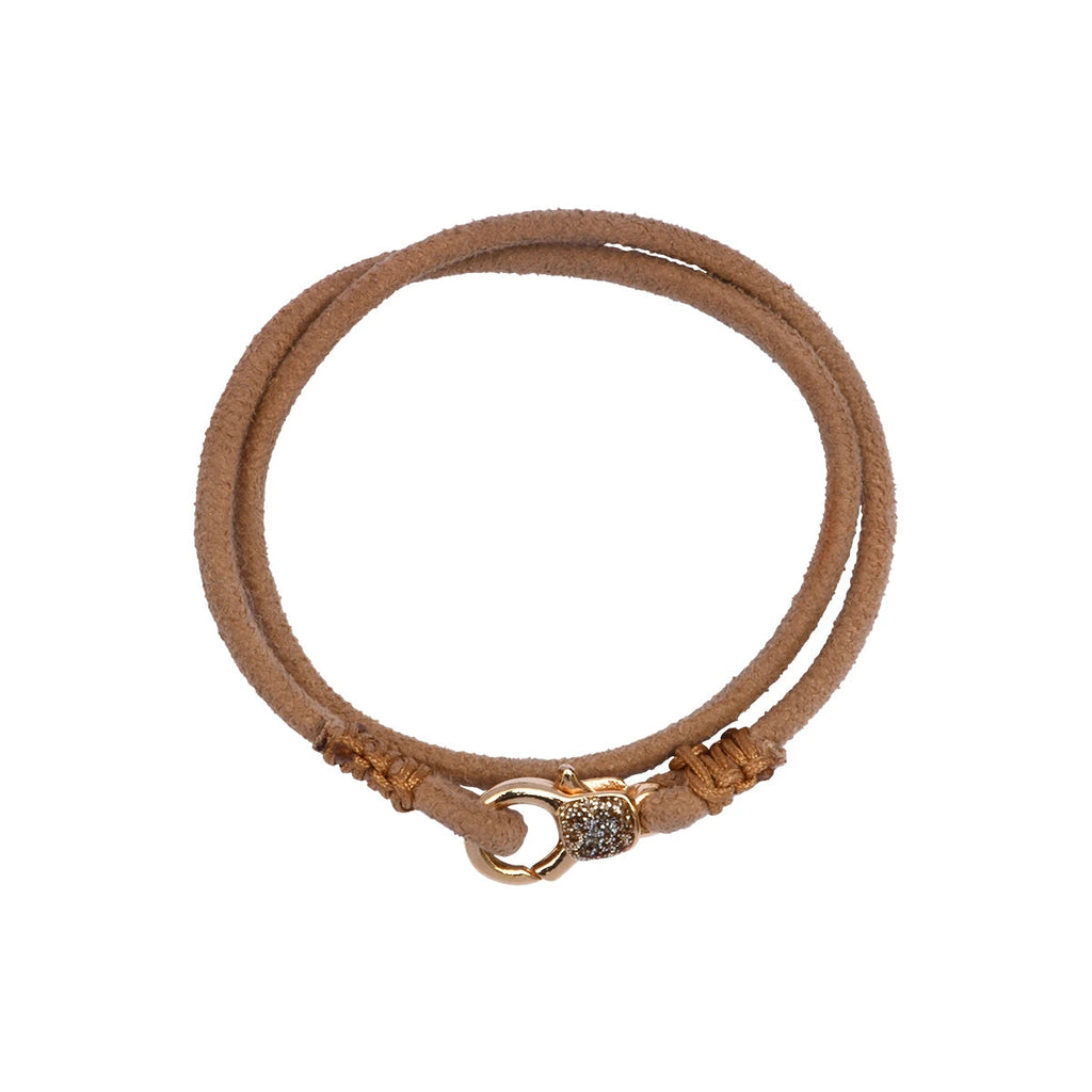Bracelet Nevada Lsonge suédine cumin rose poudré fermoir émail diamanté - George Genève